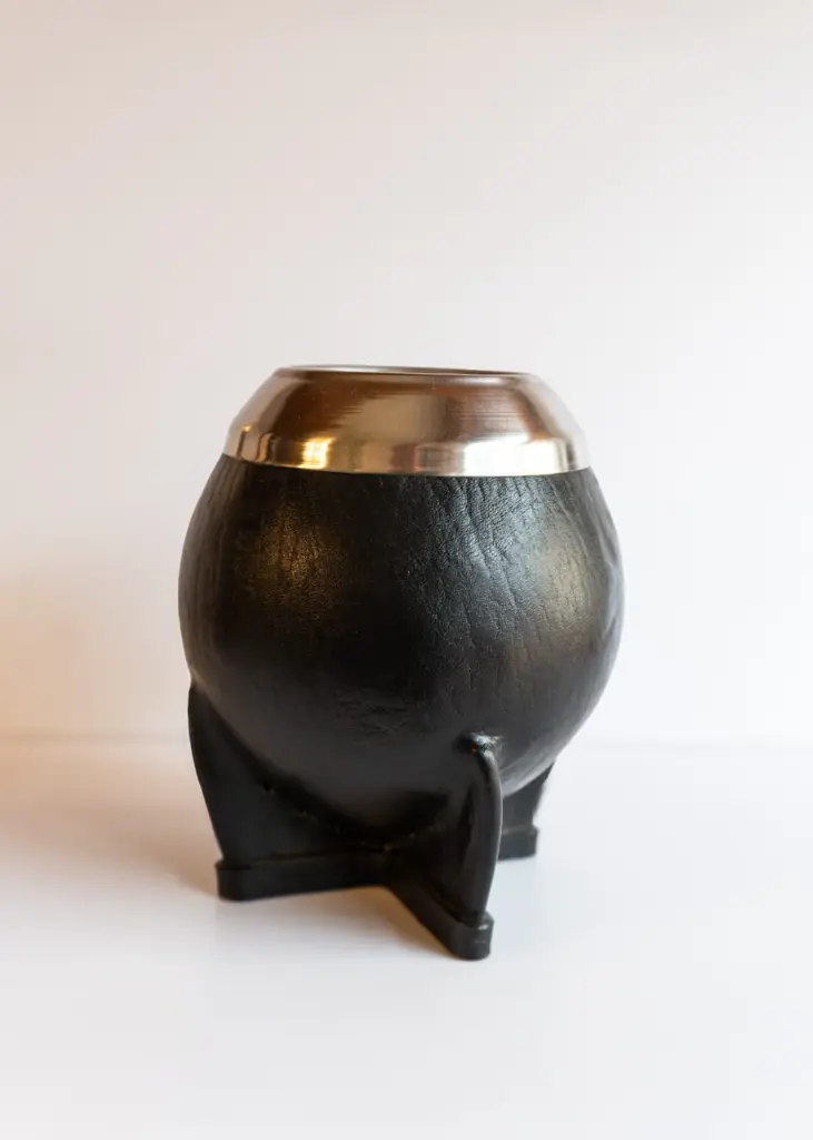 Mate Torpedo Uruguayo - Virola De Acero - Cuero Liso