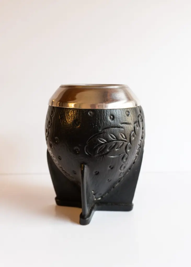 Mate Torpedo Uruguayo - Virola De Acero - Cuero Repujado